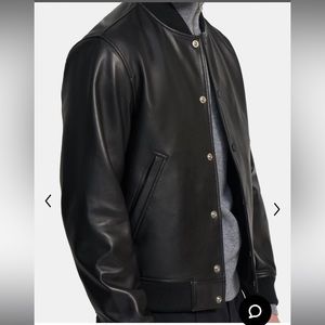 Theory Black Leather Varsity Jacket NWT